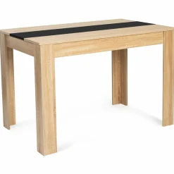 Table de cuisine 4 personnes imitation hêtre et noire*IDMarket Online