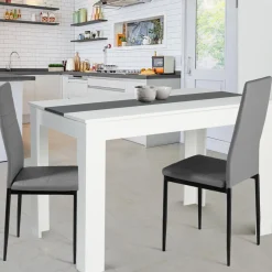 Table de cuisine 6 personnes blanche et grise*IDMarket New