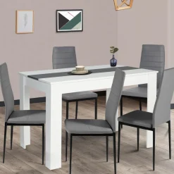 Table de cuisine 6 personnes blanche et grise*IDMarket New