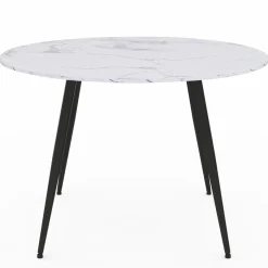 Table de cuisine ronde 4-6 personnes effet marbre blanc 110cm*IDMarket Discount