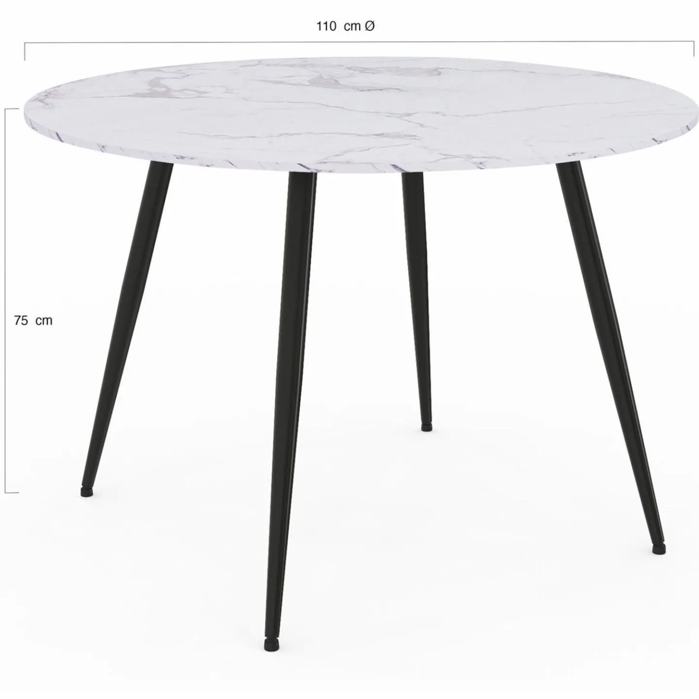 Table de cuisine ronde 4-6 personnes effet marbre blanc 110cm*IDMarket Discount