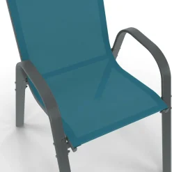 Table de jardin 240 cm 10 personnes et chaises empilables bleues, grises et noires*IDMarket New