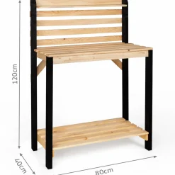 Table de plantation rempotage et préparation en bois naturel et noir*IDMarket Clearance