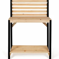 Table de plantation rempotage et préparation en bois naturel et noir*IDMarket Clearance
