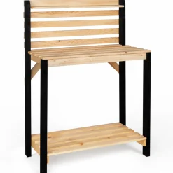 Table de plantation rempotage et préparation en bois naturel et noir*IDMarket Clearance