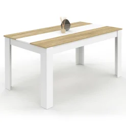 Table de salle à manger 8 personnes bois imitation hêtre et blanc*IDMarket Sale