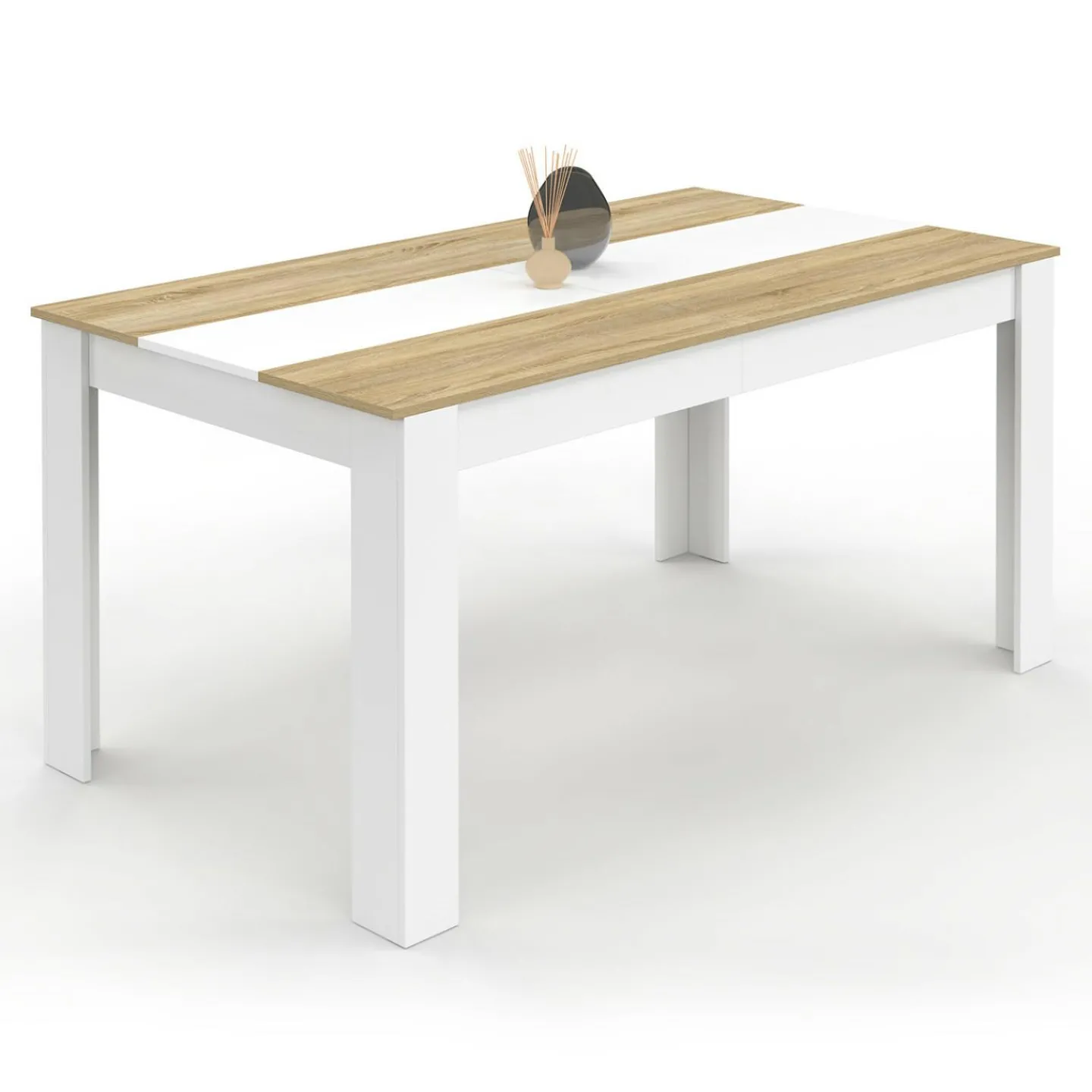 Table de salle à manger 8 personnes bois imitation hêtre et blanc*IDMarket Sale