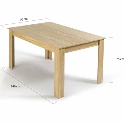 Table de salle à manger en bois imitation hêtre 6 personnes*IDMarket Clearance