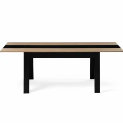 Table de salle à manger extensible noire et imitation hêtre 6-10 personnes*IDMarket Discount