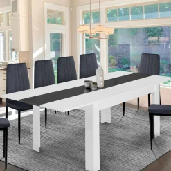 Table de salle à manger extensible blanche et grise 6-10 personnes*IDMarket Discount