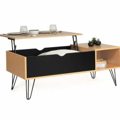 Table de salon avec plateau relevable en bois et métal*IDMarket Discount