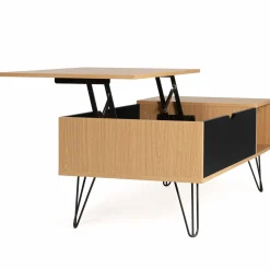 Table de salon avec plateau relevable en bois et métal*IDMarket Discount