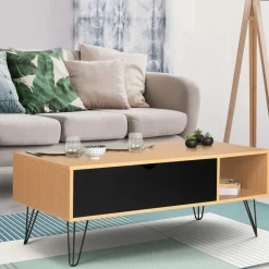 Table de salon avec plateau relevable en bois et métal*IDMarket Discount