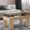 Table de salon avec plateau relevable bois imitation hêtre*IDMarket Best