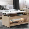 Table de salon avec plateau relevable imitation hêtre plateau blanc*IDMarket Hot