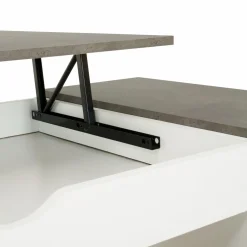 Table de salon avec plateau relevable effet béton et bois blanc*IDMarket Clearance