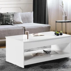 Table de salon blanche avec plateau relevable*IDMarket Hot