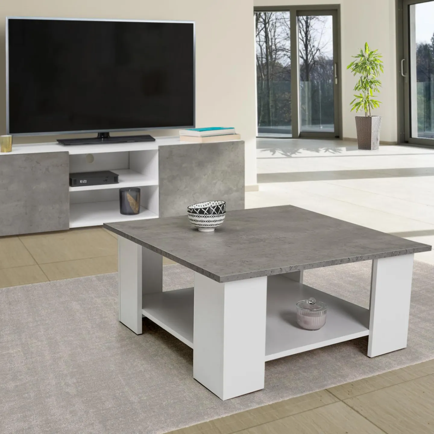 Table de salon imitation béton*IDMarket Clearance