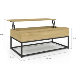 Table de salon industrielle avec plateau relevable*IDMarket Discount