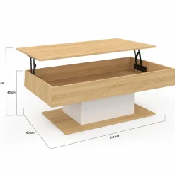 Table de salon relevable bois et blanc*IDMarket New