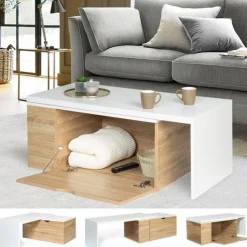 Table de salon rotative avec coffre de rangement*IDMarket