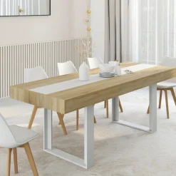 Table extensible 6 à 10 personnes bois et blanc*IDMarket Hot