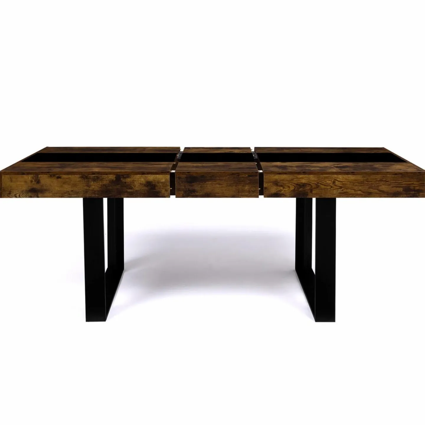 Table extensible 6 à 10 personnes bois effet vieilli et noir*IDMarket New