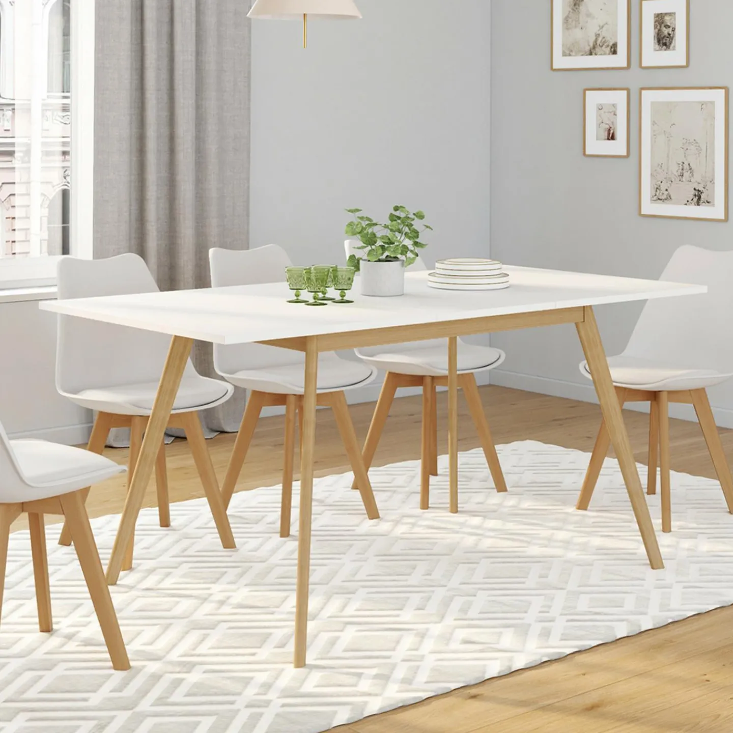 Table extensible scandinave blanche*IDMarket Outlet