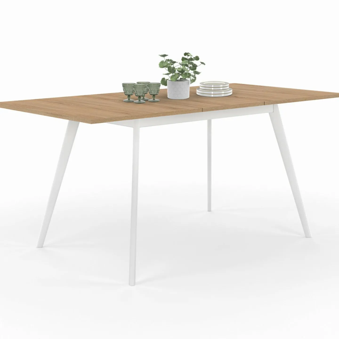 Table extensible scandinave bois et pieds blancs*IDMarket Hot
