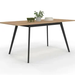 Table extensible scandinave plateau bois pieds noirs 120-160 cm*IDMarket Hot