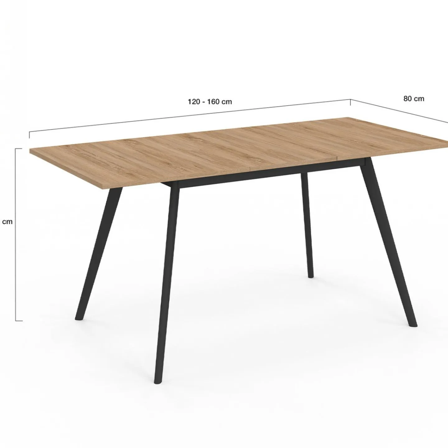 Table extensible scandinave plateau bois pieds noirs 120-160 cm*IDMarket Hot