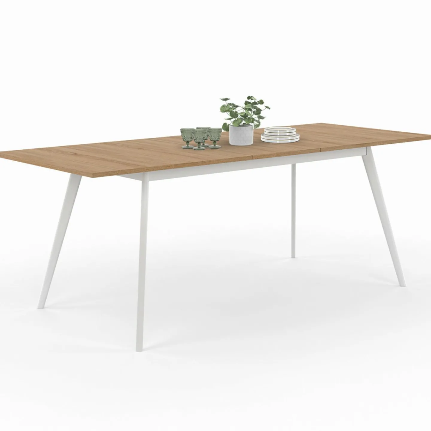 Table extensible scandinave plateau bois pieds blancs 160-200cm*IDMarket