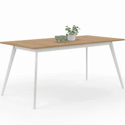 Table extensible scandinave plateau bois pieds blancs 160-200cm*IDMarket