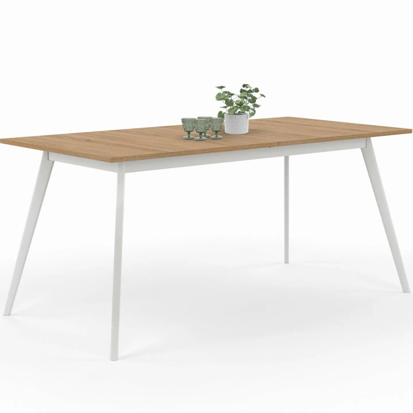 Table extensible scandinave plateau bois pieds blancs 160-200cm*IDMarket