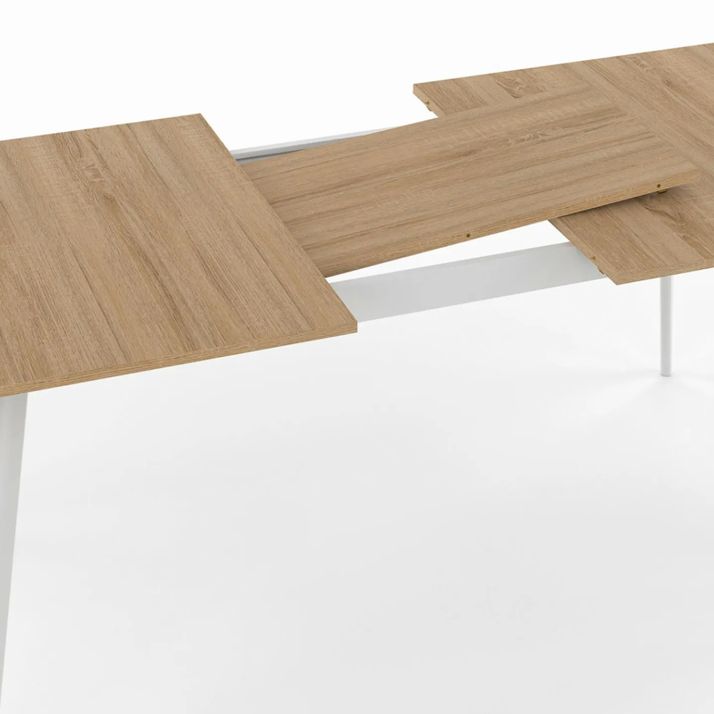 Table extensible scandinave plateau bois pieds blancs 160-200cm*IDMarket
