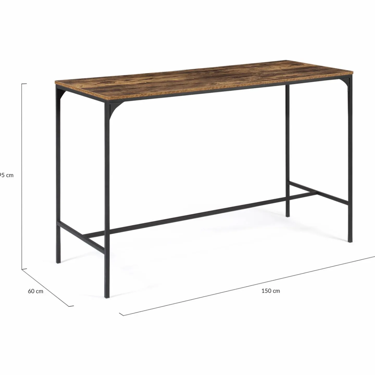 Table haute avec 6 tabourets bois effet vieilli*IDMarket