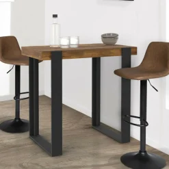 Table haute de bar bois foncé effet vieilli et noir 113 cm*IDMarket Online
