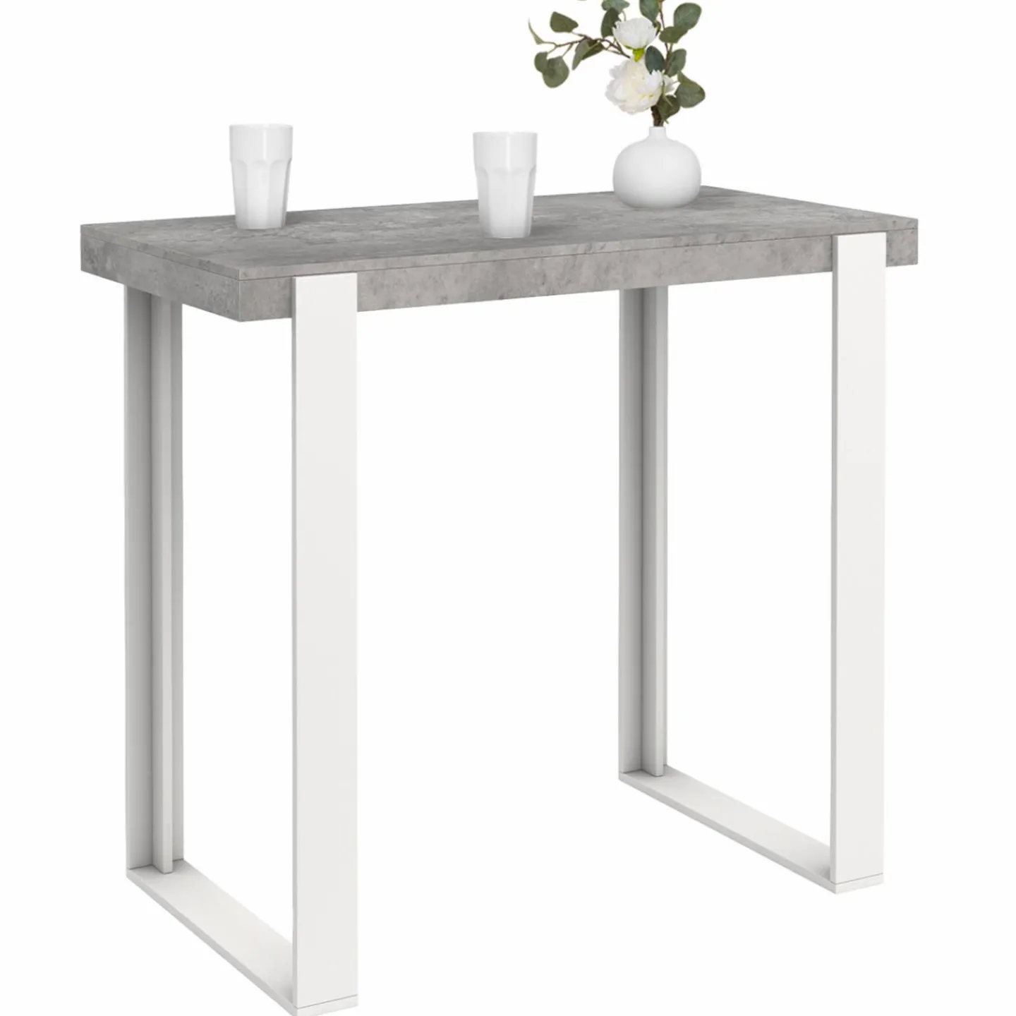 Table haute de bar effet béton et blanc 113 cm*IDMarket