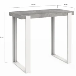 Table haute de bar effet béton et blanc 113 cm*IDMarket