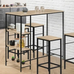 Table haute industrielle avec étagères*IDMarket Online