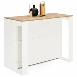 Table haute îlot de cuisine blanche et bois*IDMarket Clearance