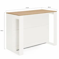Table haute îlot de cuisine blanche et bois*IDMarket Clearance