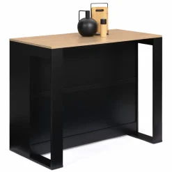 Table haute îlot de cuisine noir et bois*IDMarket Hot