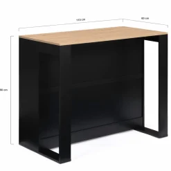 Table haute îlot de cuisine noir et bois*IDMarket Hot