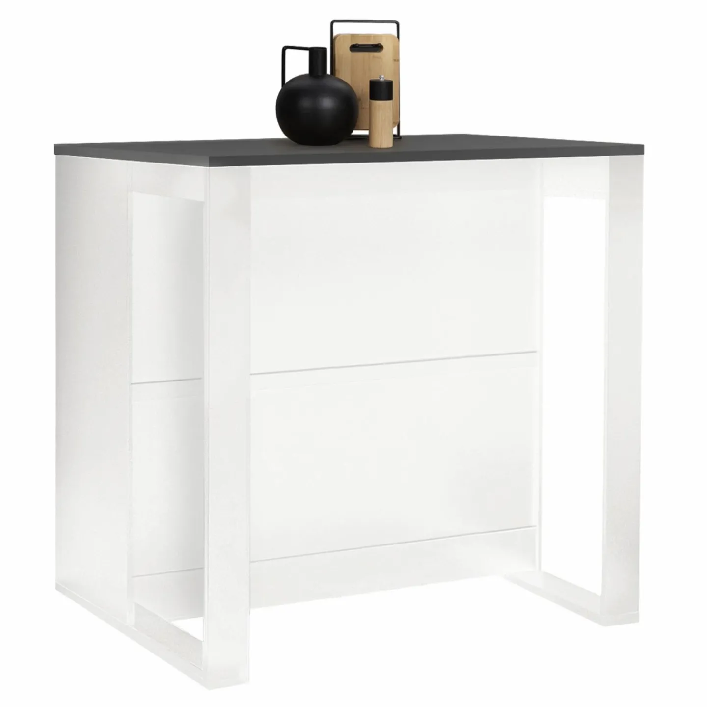 Table haute îlot de cuisine blanche et grise*IDMarket Sale