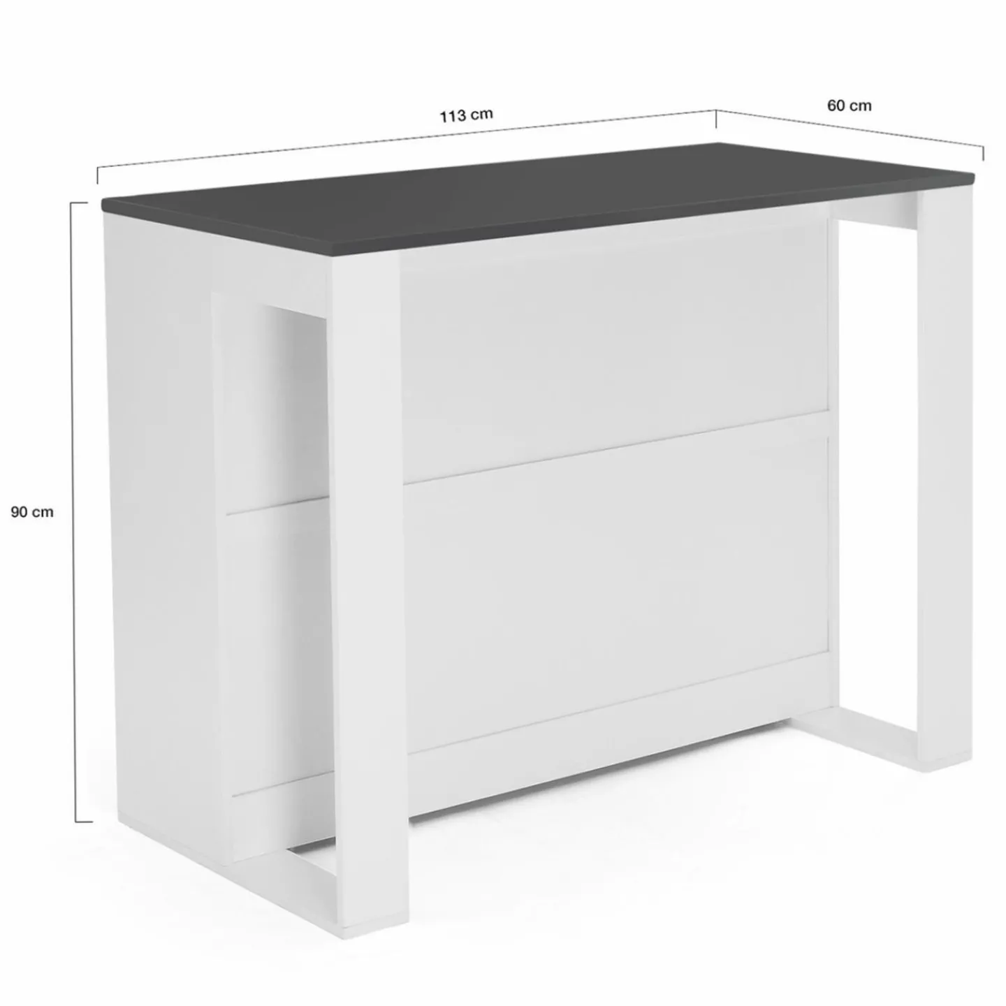 Table haute îlot de cuisine blanche et grise*IDMarket Sale