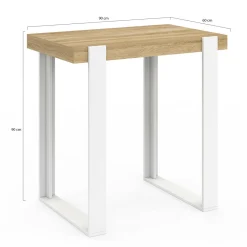 Table haute mange-debout blanc et bois 90 cm*IDMarket