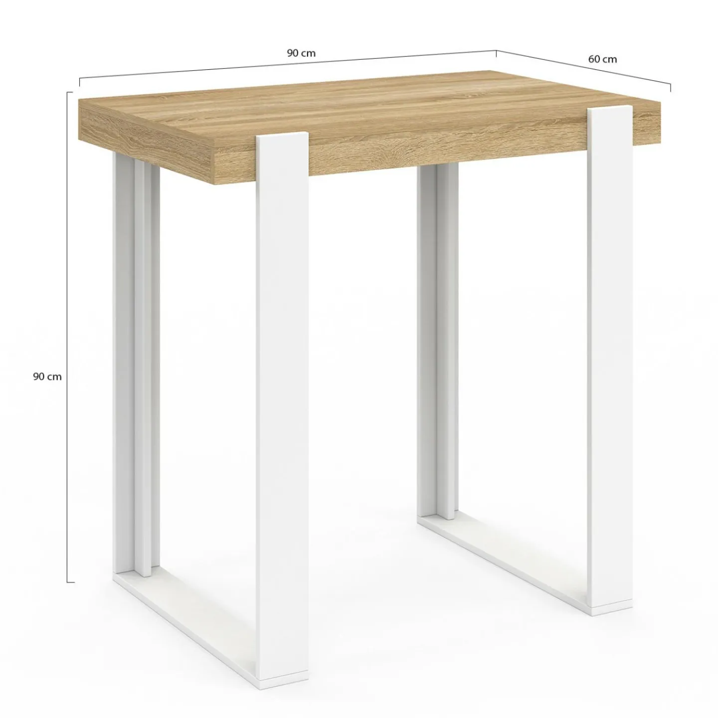 Table haute mange-debout blanc et bois 90 cm*IDMarket