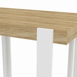 Table haute mange-debout blanc et bois 90 cm*IDMarket