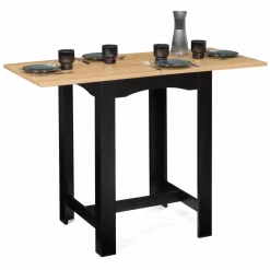 Table haute mange-debout extensible noire et bois*IDMarket Hot